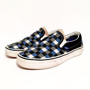 Black and Blue Checkerboard Vans Size 8